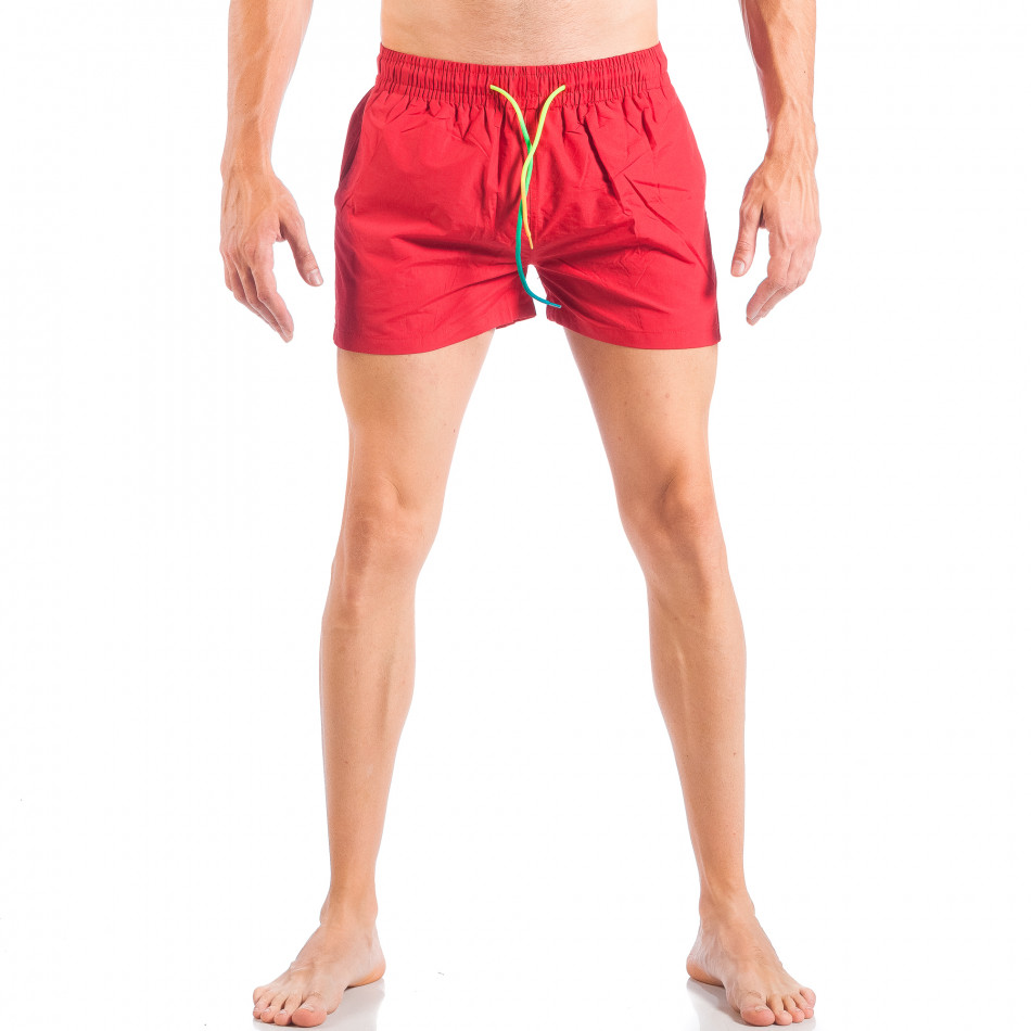 Ανδρικό κόκκινο μαγιό με πολύχρωμα κορδόνια it050618-67