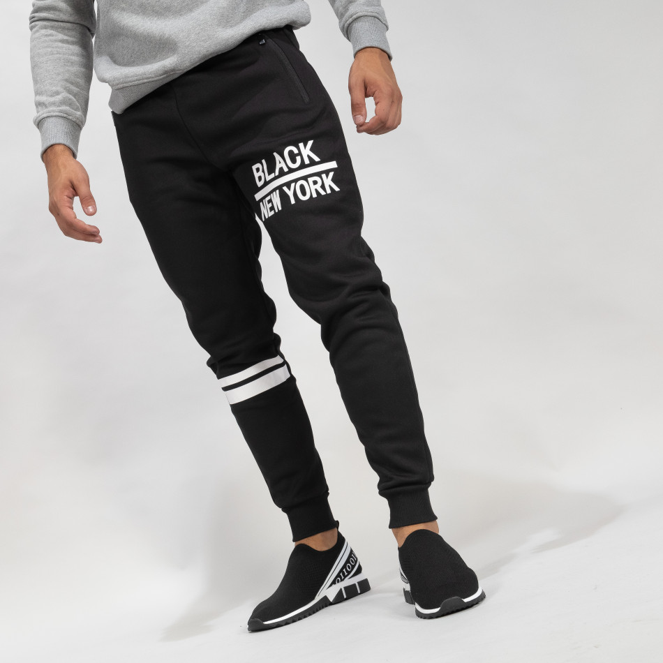 Ανδρική μαύρη φόρμα Black New York με λευκό it041019-10