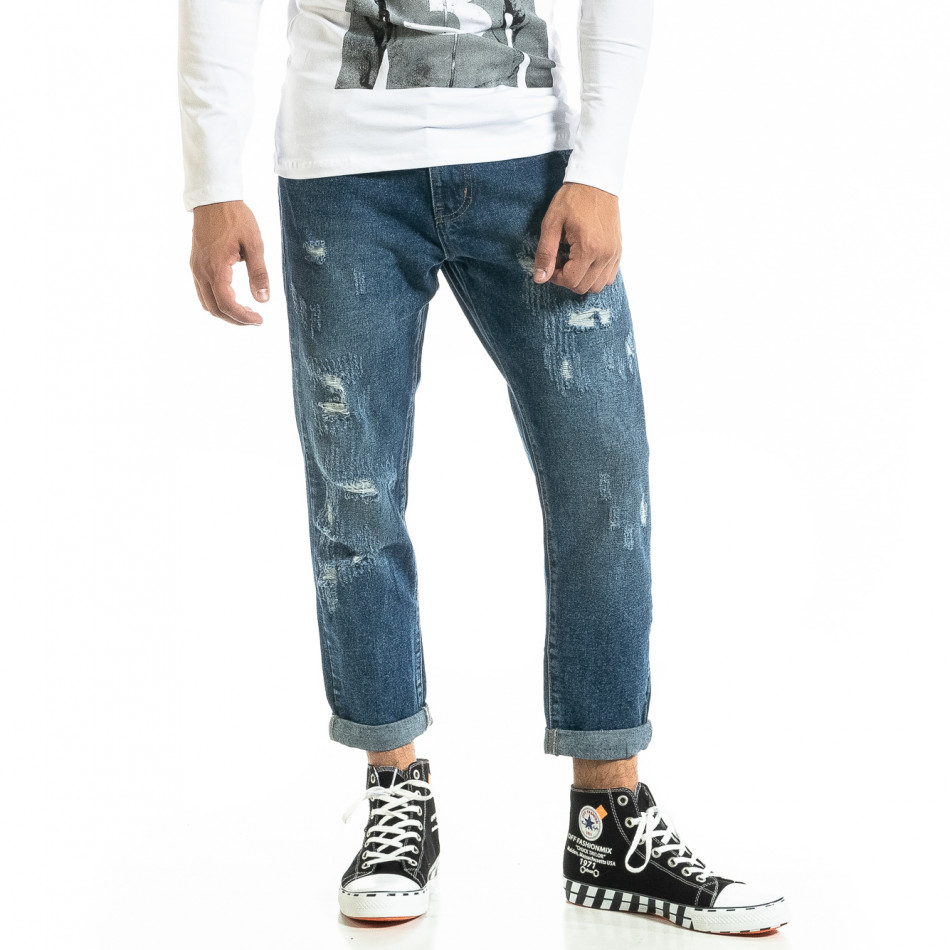 Ανδρικό μπλε τζιν Loose fit Destroyed it020920-14
