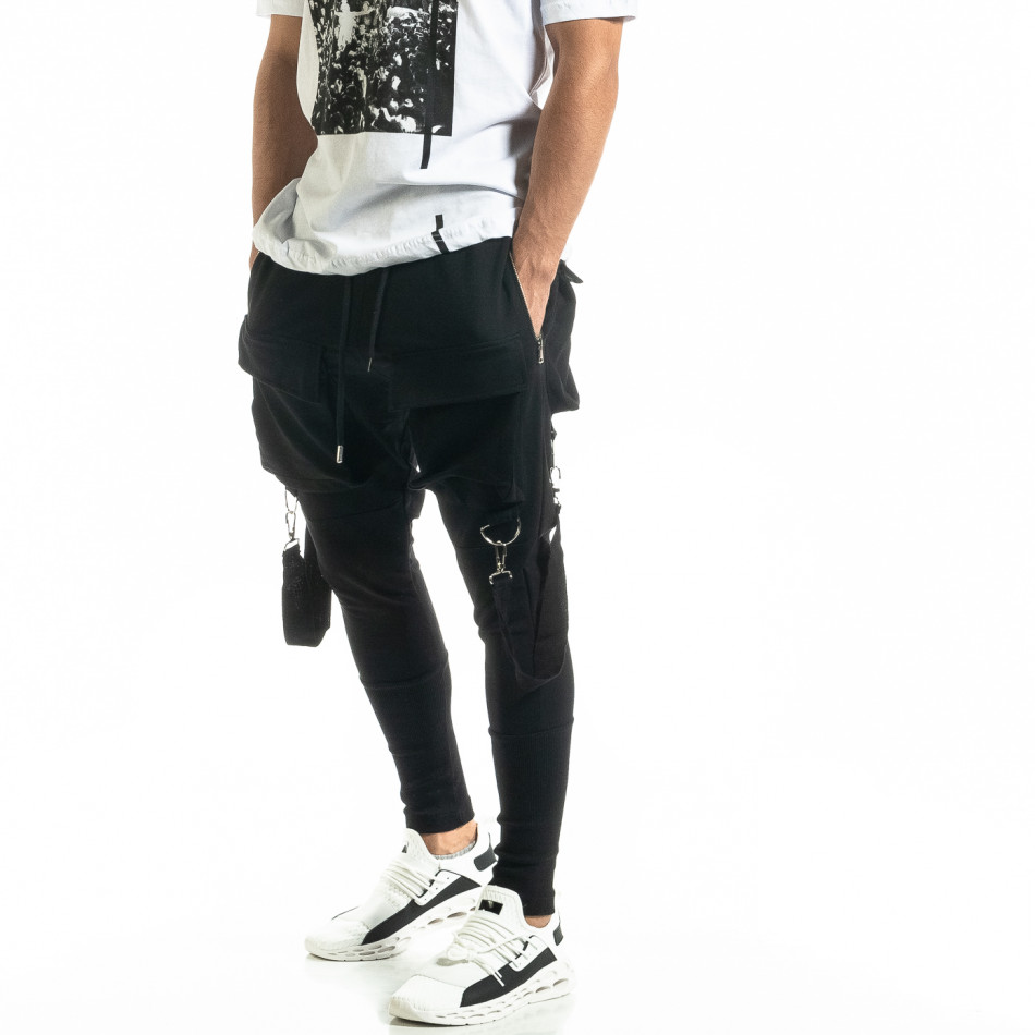 Ανδρικό μαύρο παντελόνι Hip Hop Jogger tr020920-1