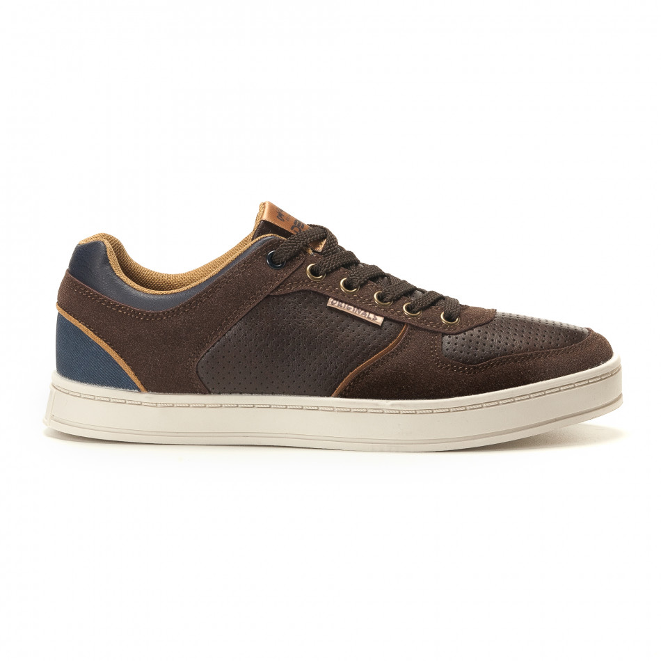 Ανδρικά καφέ sneakers Montefiori it260117-18