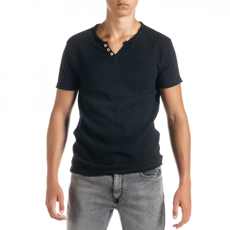 Ανδρική μαύρη κοντομάνικη μπλούζα Duca Homme it010720-25