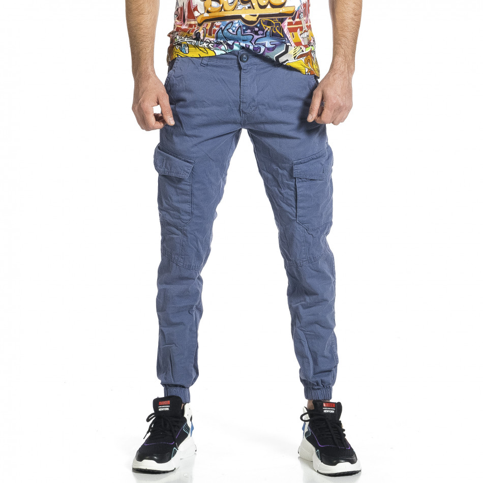 Ανδρικό γαλάζιο παντελόνι cargo jogger 8200 tr270421-3