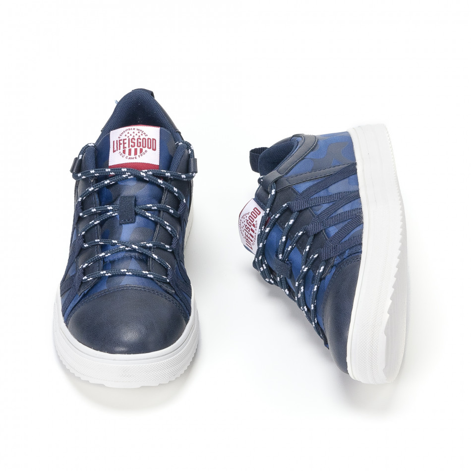 Ανδρικά μπλε sneakers παραλλαγής με κορδόνια it160318-8