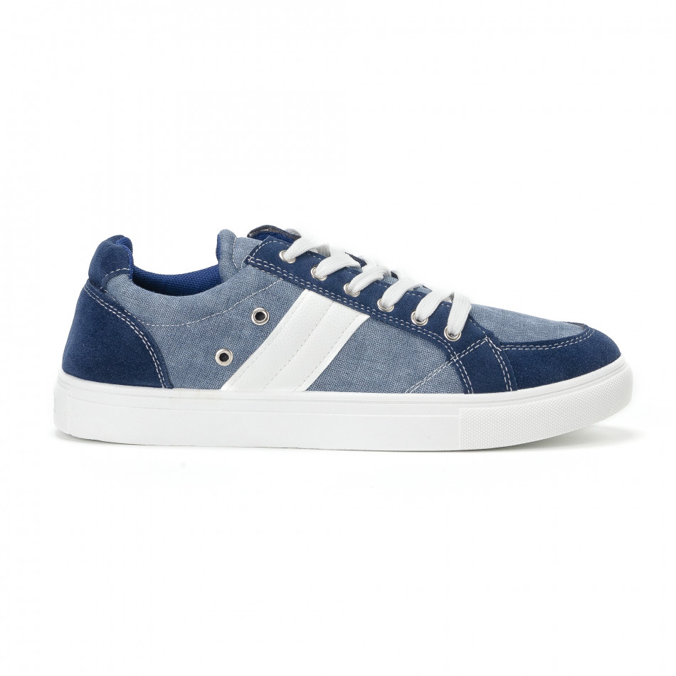 Ανδρικά μπλε sneakers από τζιν ύφασμα it160318-11