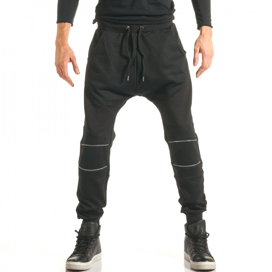 Ανδρικό μαύρο παντελόνι jogger Adrexx it181116-49