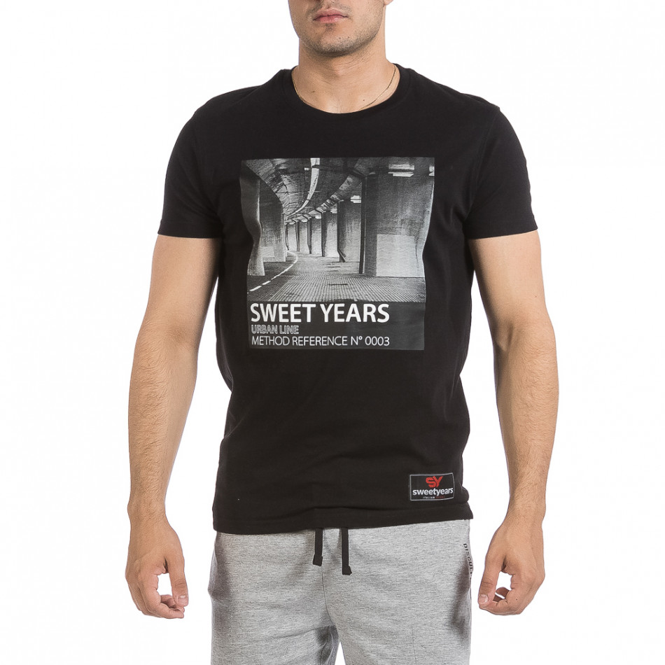 Ανδρική μαύρη κοντομάνικη μπλούζα Sweet Years it040621-15