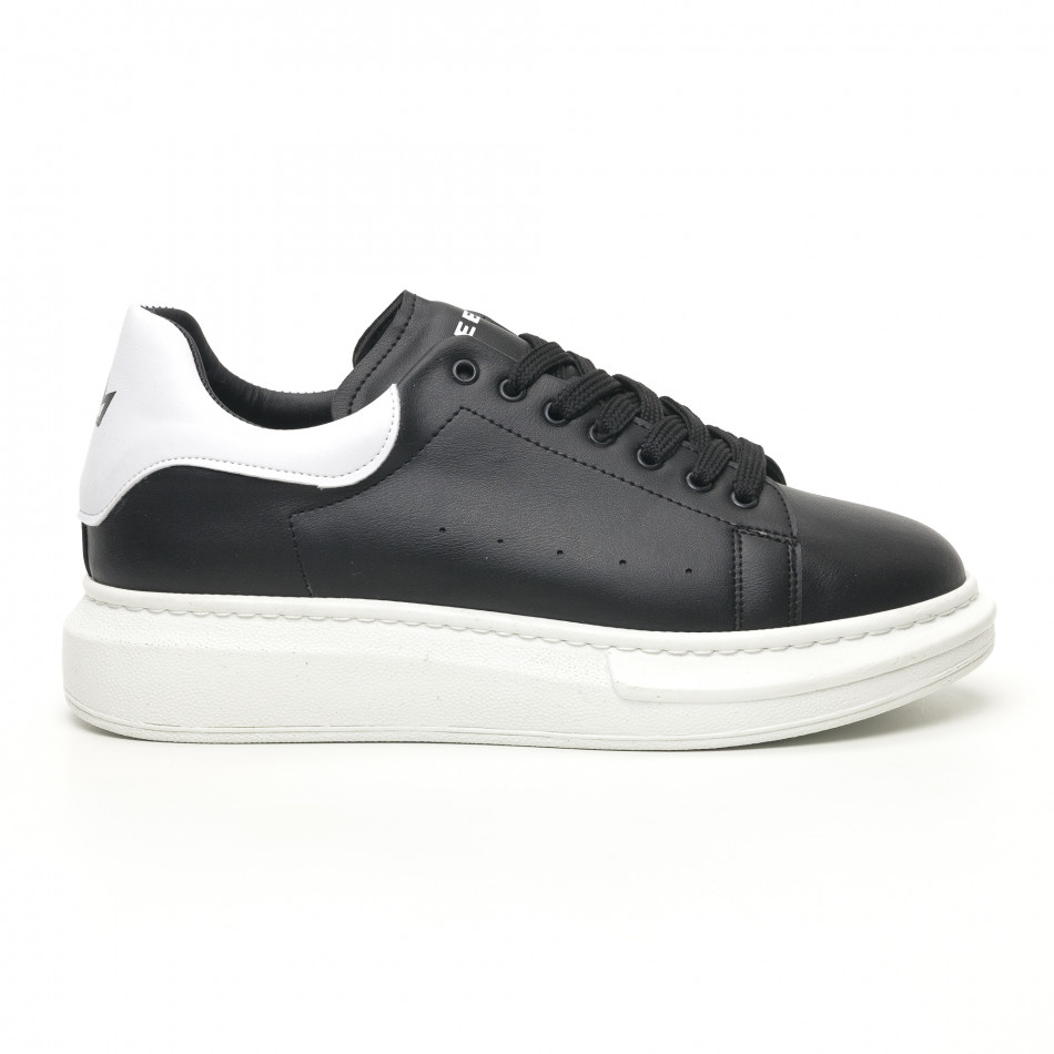 Ανδρικά μαύρα sneakers με χοντρή σόλα tr180320-34