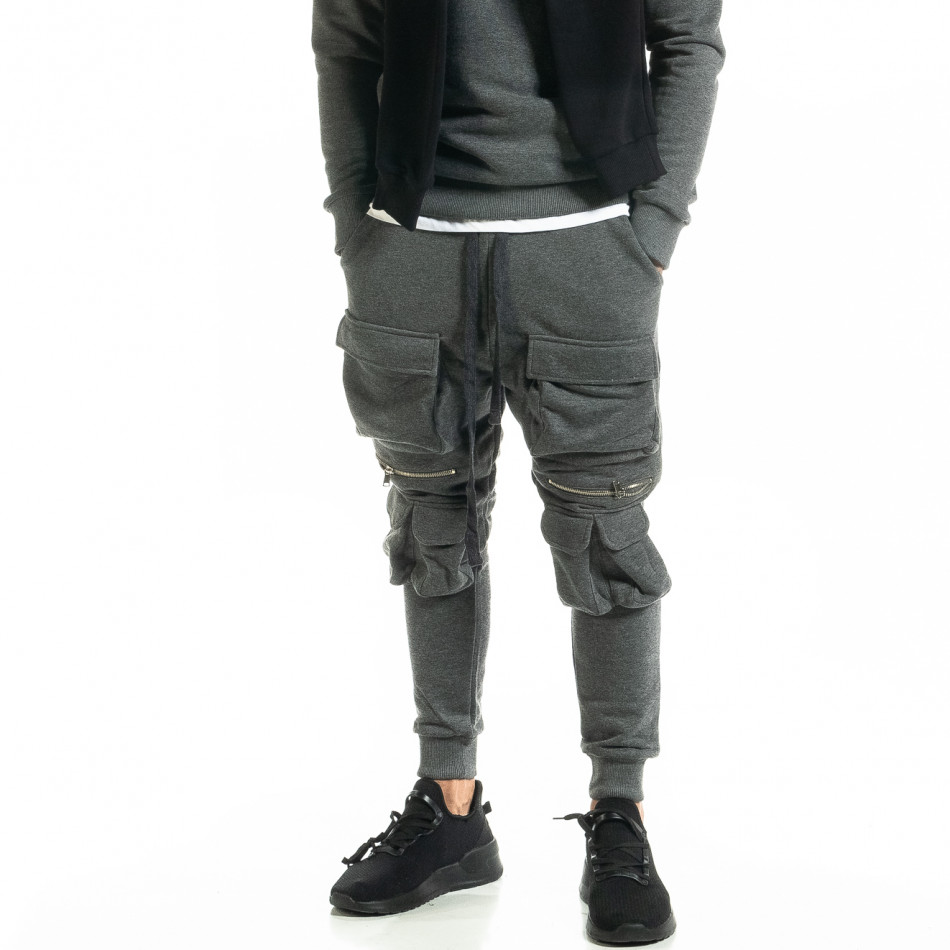 Ανδρικό γκρι παντελόνι Cargo Jogger tr020920-3
