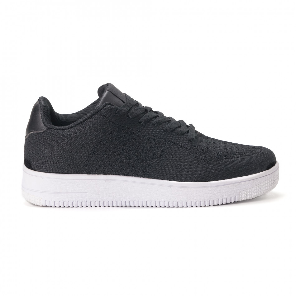 Ανδρικά μαύρα sneakers από πλεκτό ύφασμα it020618-10