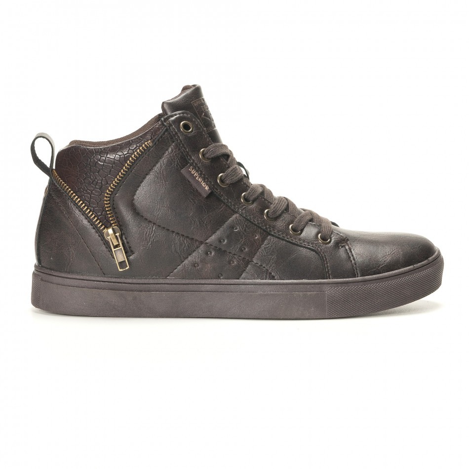 Ανδρικά καφέ sneakers Montefiori it141016-18