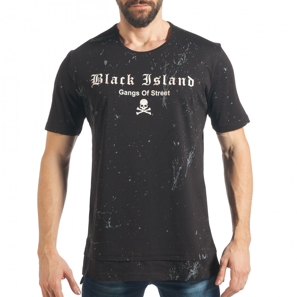 Ανδρική μαύρη κοντομάνικη μπλούζα Black Island tsf020218-25