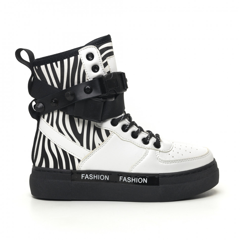 Γυναικεία λευκά αθλητικά μποτάκια τύπου sneakers it041119-7