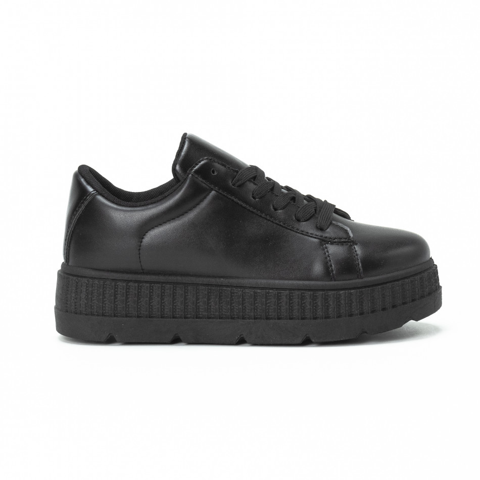 Γυναικεία μαύρα Basic All black sneakers με πλατφόρμα it150818-47