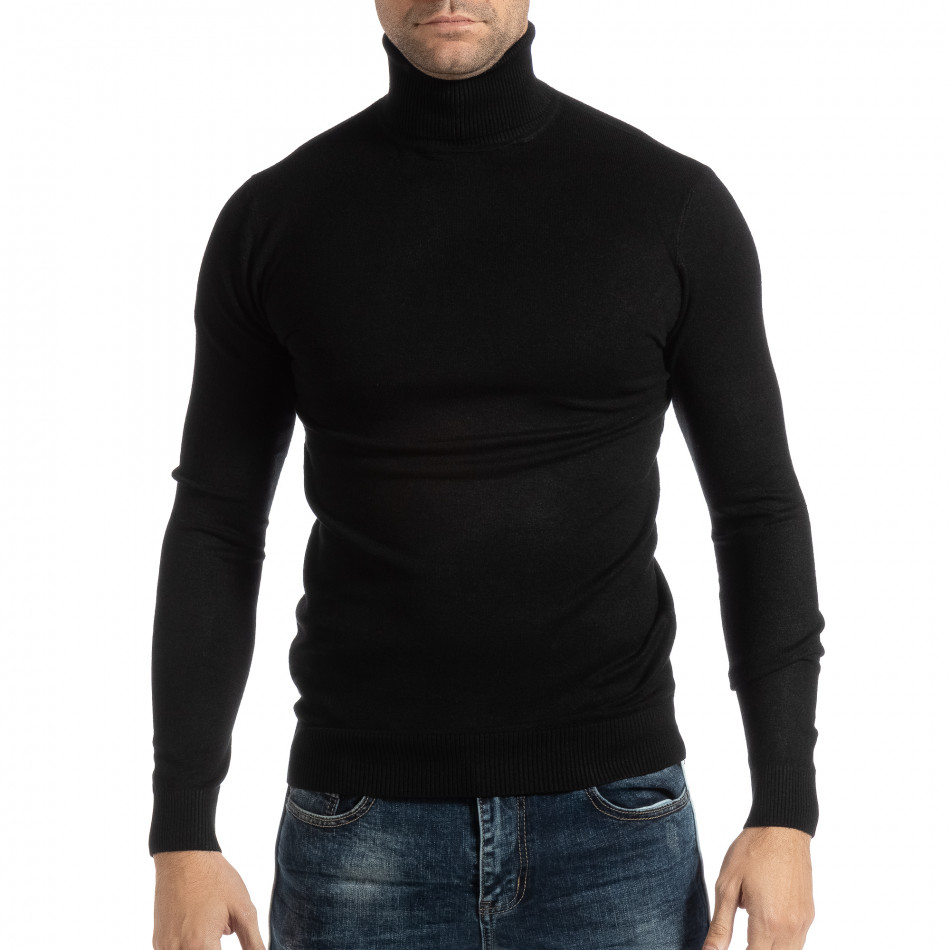 Ανδρικό μαύρο πουλόβερ ζιβάγκο it261018-103