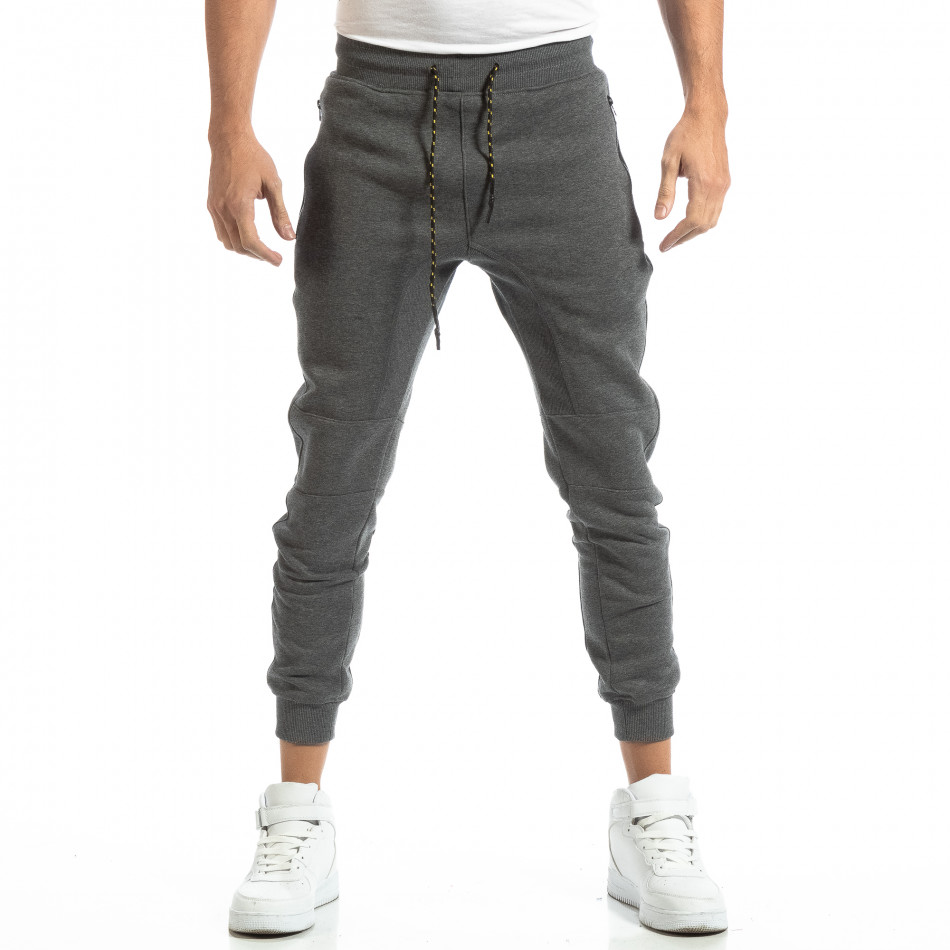 Ανδρική γκρι φόρμα Biker Jogger it261018-58