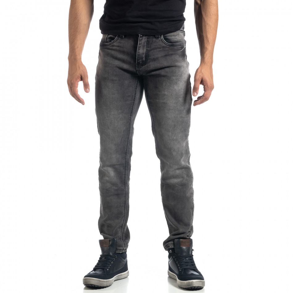 Ανδρικό γκρι τζιν με ελαστικό ύφασμα Regular fit it041019-23