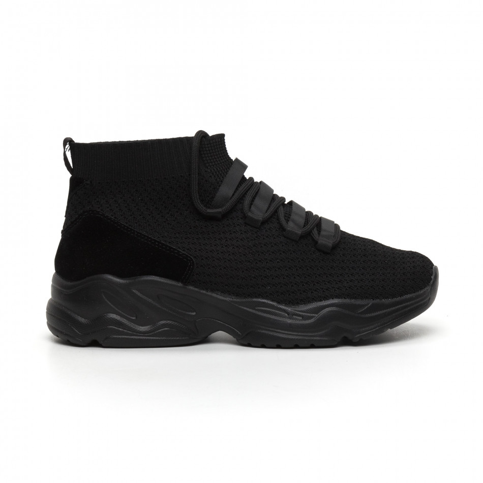 Ανδρικά αθλητικά παπούτσια τύπου κάλτσα All Black it260919-23