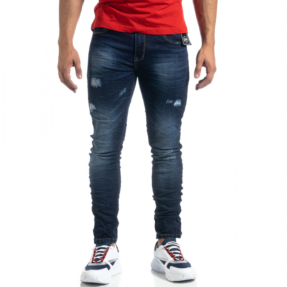 Ανδρικό μπλε τζιν με σκισίματα Slim fit it041019-36