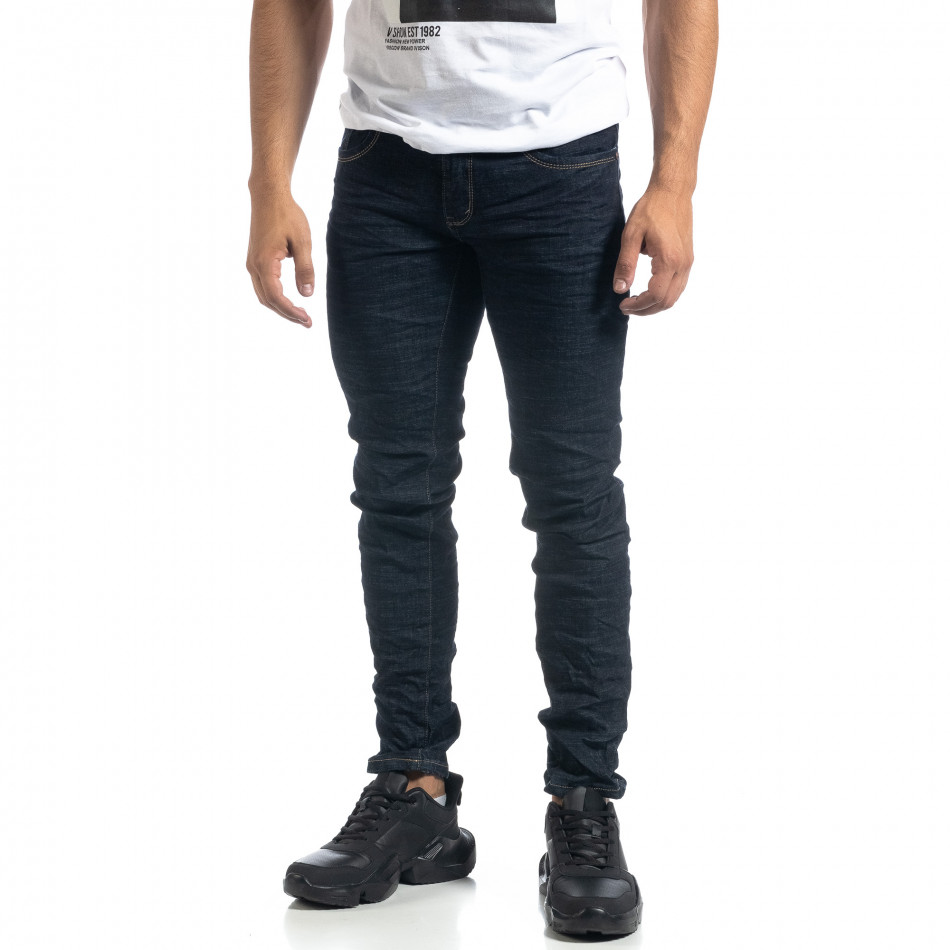 Ανδρικό μπλε τζιν τσαλακωμένο μοντέλο Slim fit it041019-32