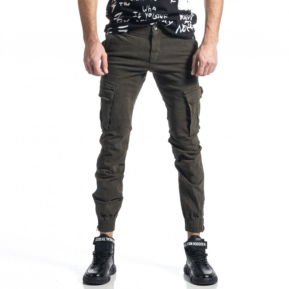 Ανδρικό πράσινο παντελόνι cargo Jogger G521-5 it010221-45