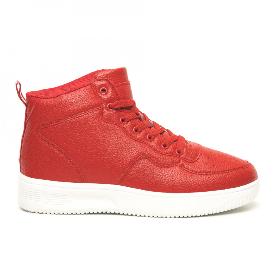 Ανδρικά ψηλά κόκκινα sneakers με Shagreen design it251019-15