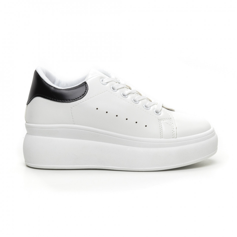 Γυναικεία λευκά sneakers με κρυφή πλατφόρμα it260919-54