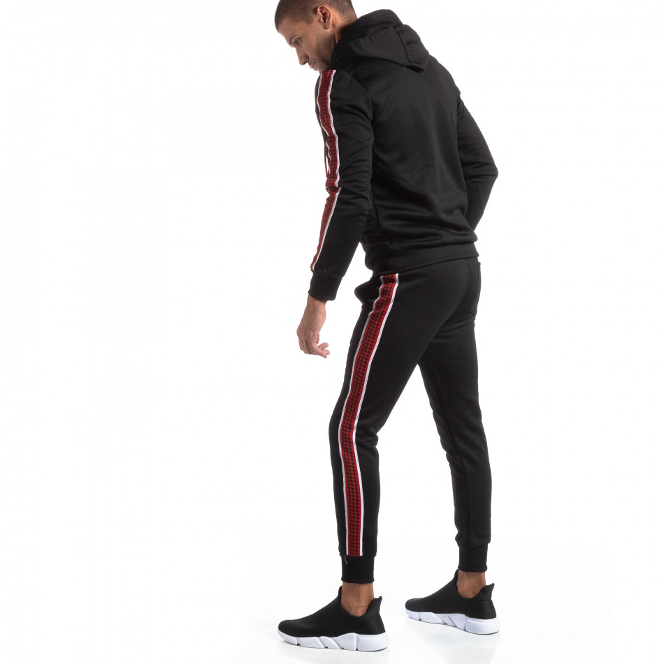 Ανδρικό μαύρο αθλητικό σετ με ρίγες it250918-27