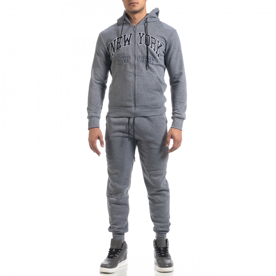 Ανδρικό γκρι αθλητικό σετ New York Sport it071119-35