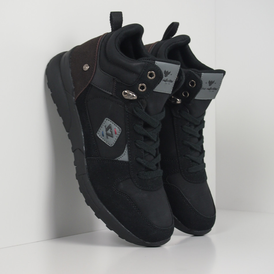 Ανδρικά μαύρα αθλητικά μποτάκια τύπου sneakers it260919-45