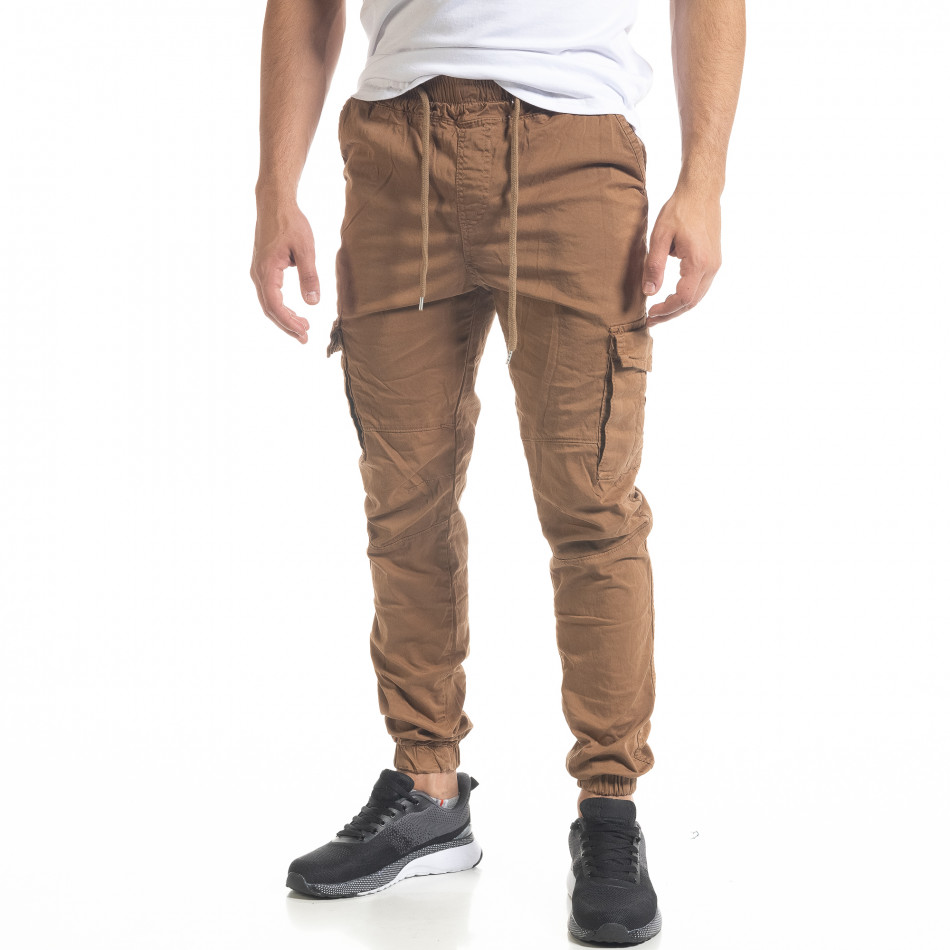 Ανδρικό παντελόνι Cargo Jogger σε χρώμα camel  8120 tr240420-33