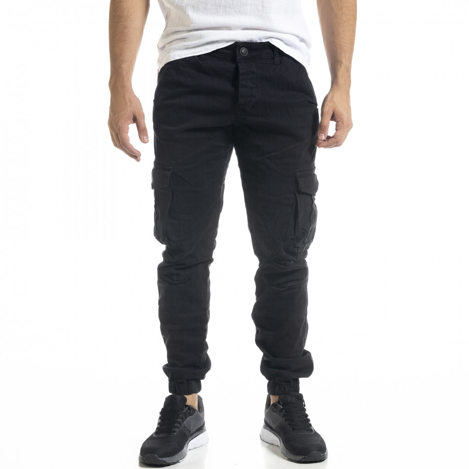 Ανδρικό μαύρο παντελόνι Cargo Jogger 8085 tr240420-30