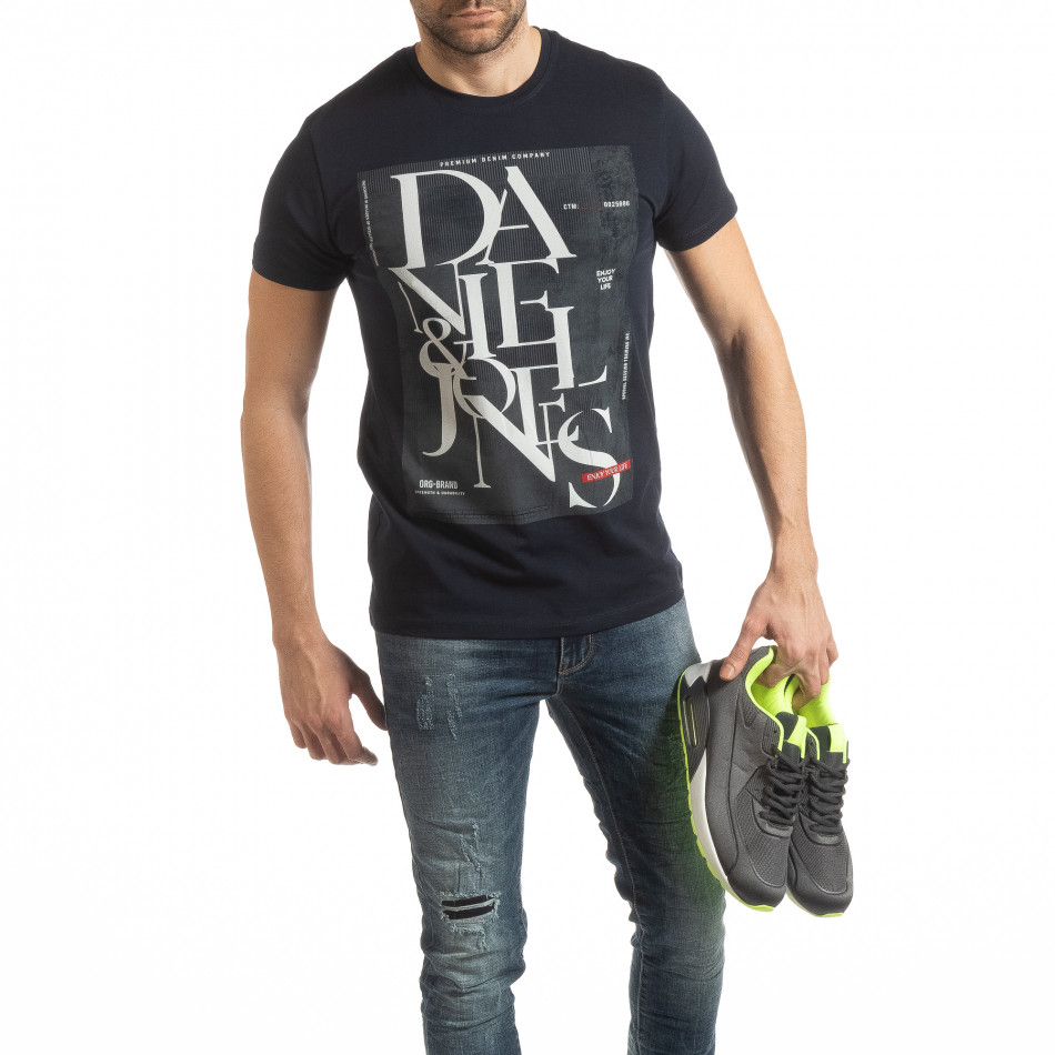 Ανδρική μπλε κοντομάνικη μπλούζα Denim Company tsf190219-88