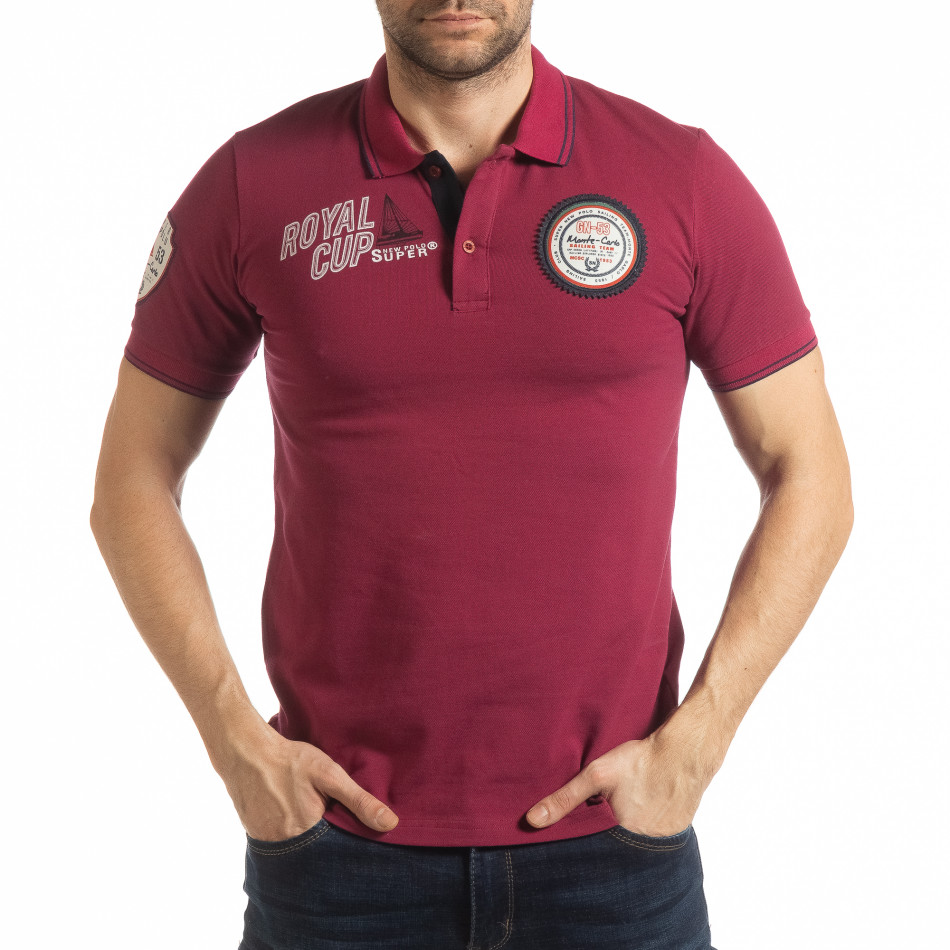 Ανδρική μπορντό κοντομάνικη polo shirt Royal cup tsf190219-90