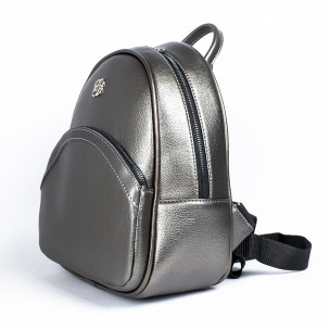 Γυναικεία γκρί τσάντα backpack shagreen 2
