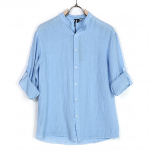 Ανδρικό λινό γαλάζιο πουκάμισο Just West LINO2023-CA02 2