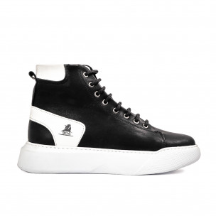 Ανδρικά ψηλά sneakers σε μαύρο και άσπρο Boa 0155