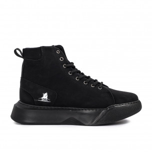 Ανδρικά μαύρα ψηλά sneakers Boa 0155