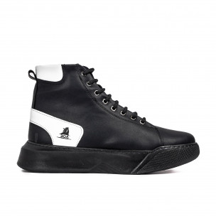 Ανδρικά μαύρα ψηλά sneakers Boa 0155