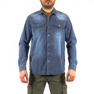 Ανδρικό μπλε πουκάμισο Yes Design KS22-552 2