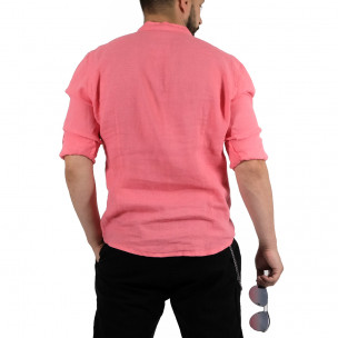 Ανδρικό ροζ λινό πουκάμισο Duca Homme DU140206 2