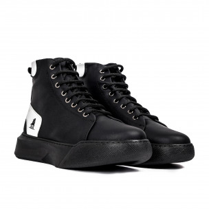 Ανδρικά μαύρα ψηλά sneakers Boa 0155 2