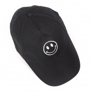 Ανδρικό μαύρο καπέλο μπέιζμπολ με emoticon