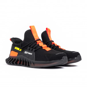 Ανδρικά μαύρα με fluo αθλητικά παπούτσια Bazaar Charm SH118-2 2