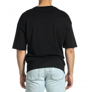 Ανδρική μαύρη κοντομάνικη μπλούζα Oversize  2