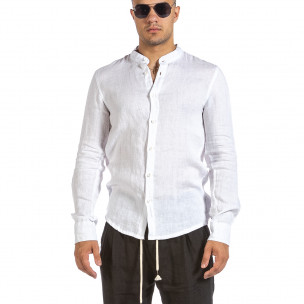 Ανδρικό λευκό λινό πουκάμισο Duca Fashion DU140206