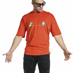 Ανδρική κόκκινη κοντομάνικη μπλούζα Oversize 21201142 