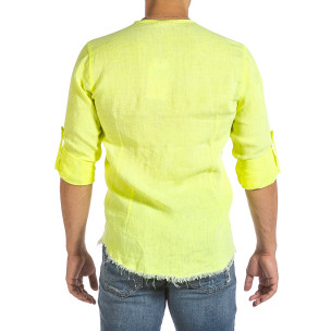 Ανδρικό κίτρινο λινό πουκάμισο Duca Fashion 2