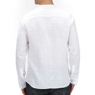 Ανδρικό λινό λευκό πουκάμισο Just West LINO2023-CA02 2