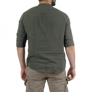 Just West Ανδρικό λινό πράσινο πουκάμισο  LINO2023-CA02 2
